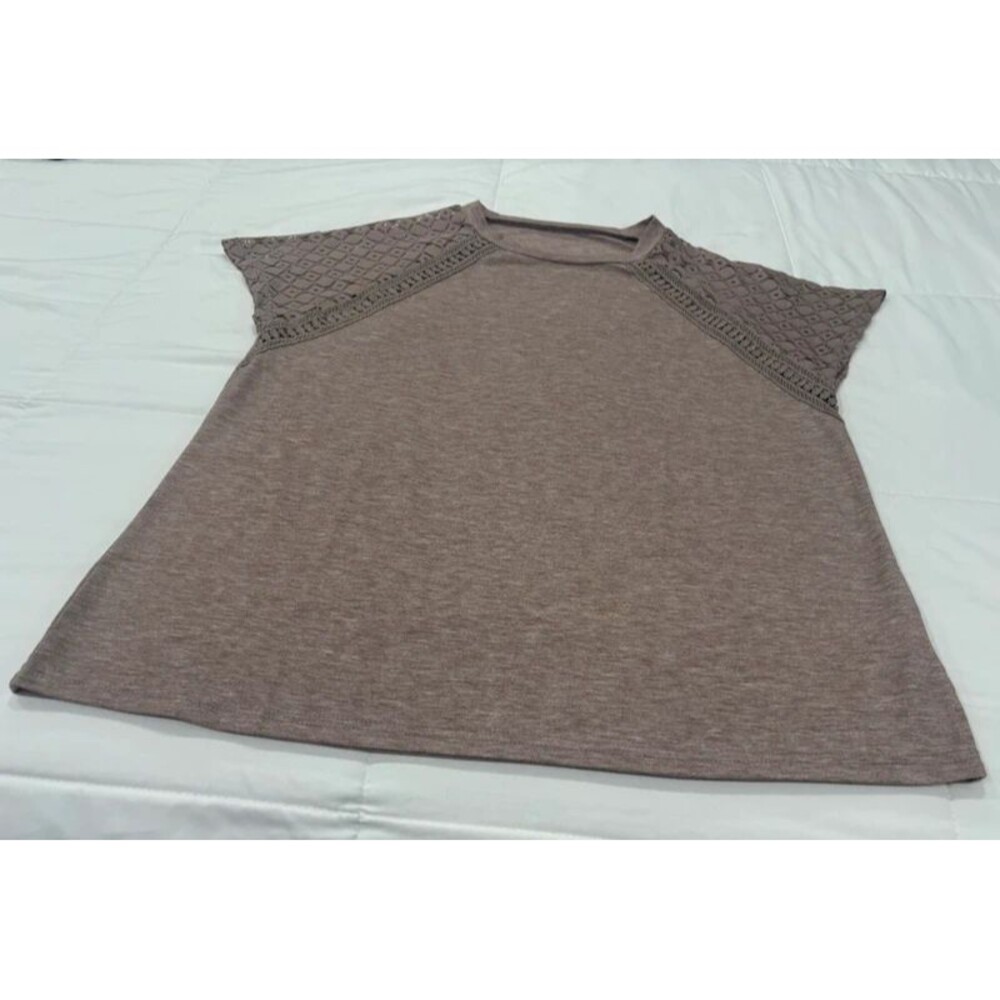 Ladies Unbranded Taupe Large Top with Lace Arms